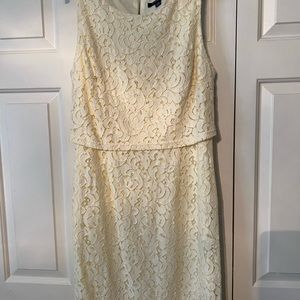 Ladies Pale Yellow lace dress-size 12-by SHARAGANO